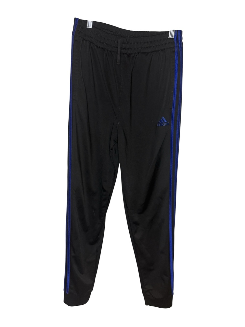 adidas Boys Core 3-Stripe Jogger Track Pants Black Royal Blue Youth Large 14/16